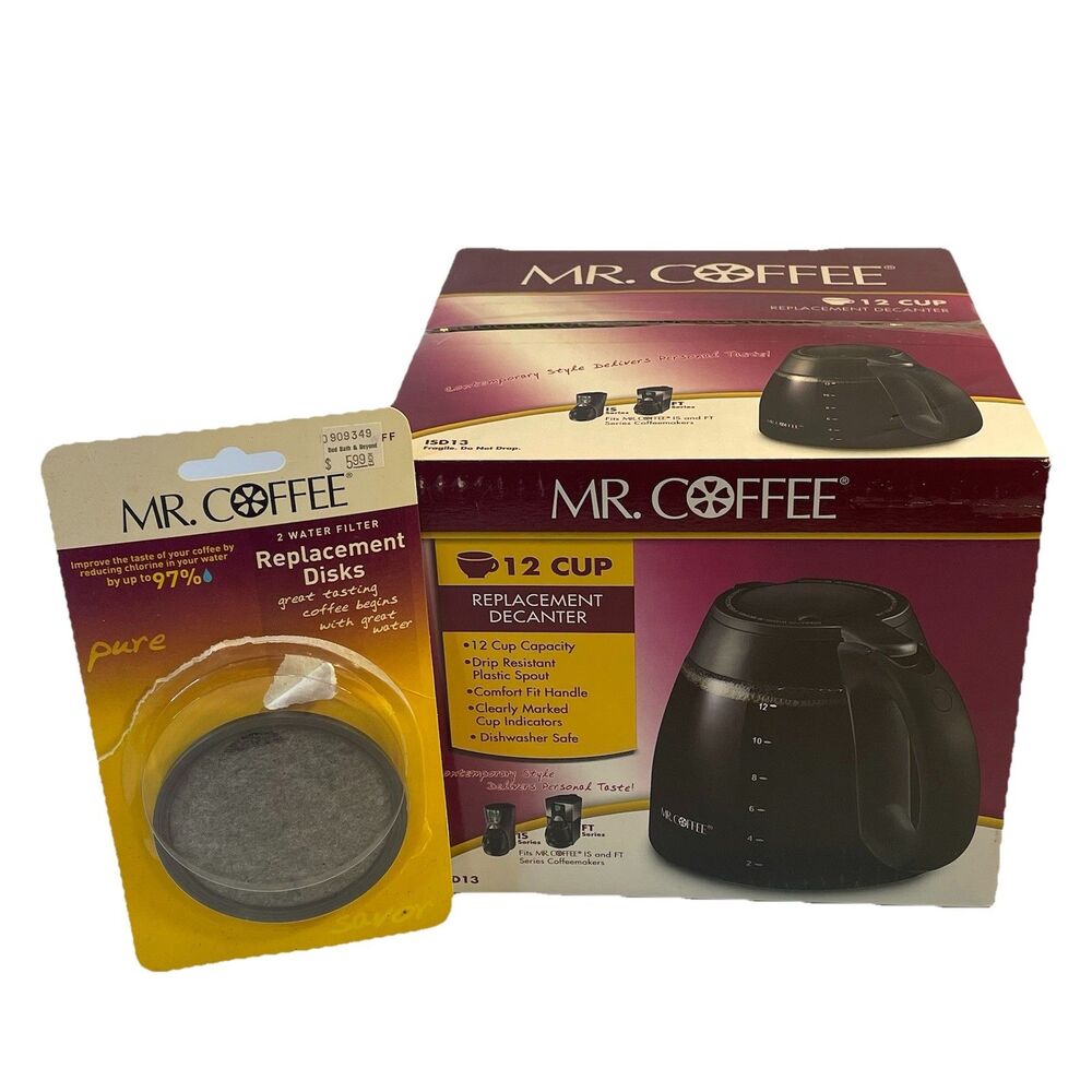 Mr. Coffee 12 Cup Pot Replacement Decanter ISD13 & FT Models Black NEW + Filter